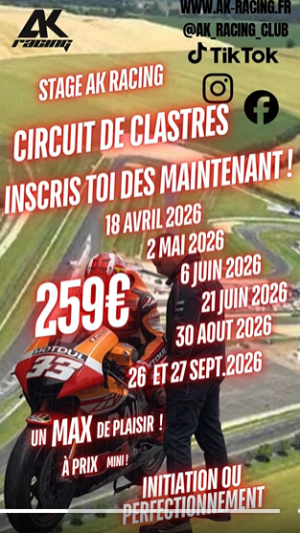 Stage de pilotage sur le Circuit de Clastres avec AK Racing